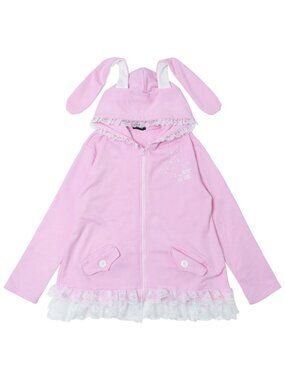 NEW ACDC RAG Alice Gothic Rabbit Ears Pink Zip Up Hoodie (Big Version)